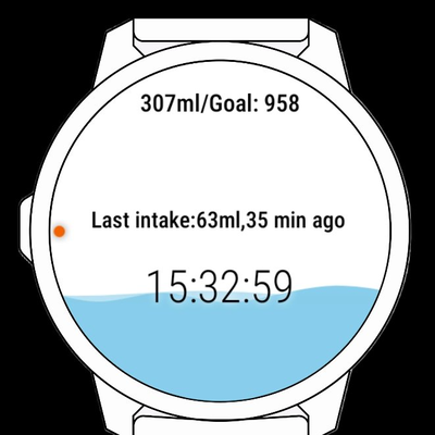 Hydration tracking smartwatch screen